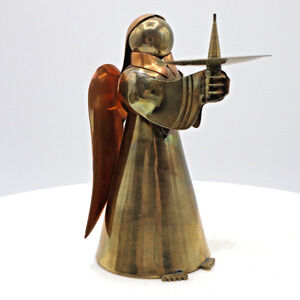 4" Copper Brass Metal Angel Candle Holder Christmas Decor Mid Century Hong Kong